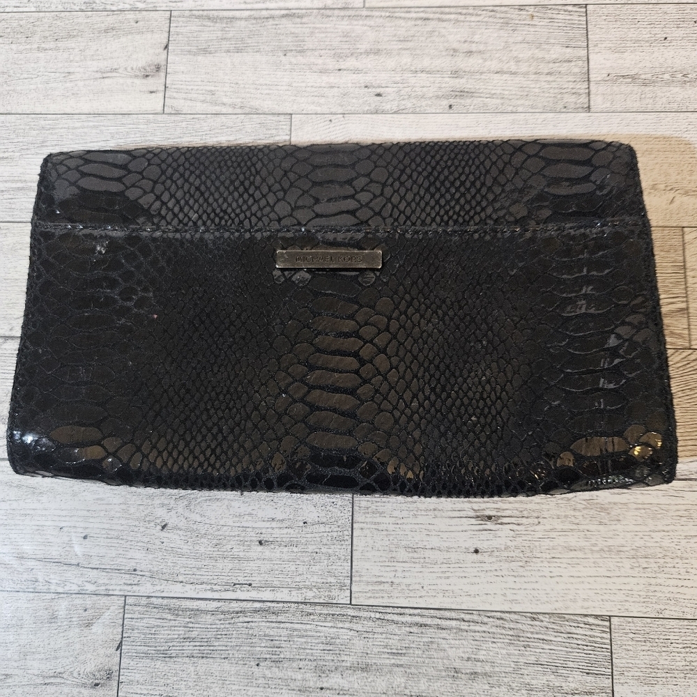 Michael Kors Metallic Black Python Effect Leather… - image 2